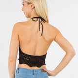 Black Halter Crochet Top