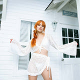 Long Sleeve Crochet Crop Top