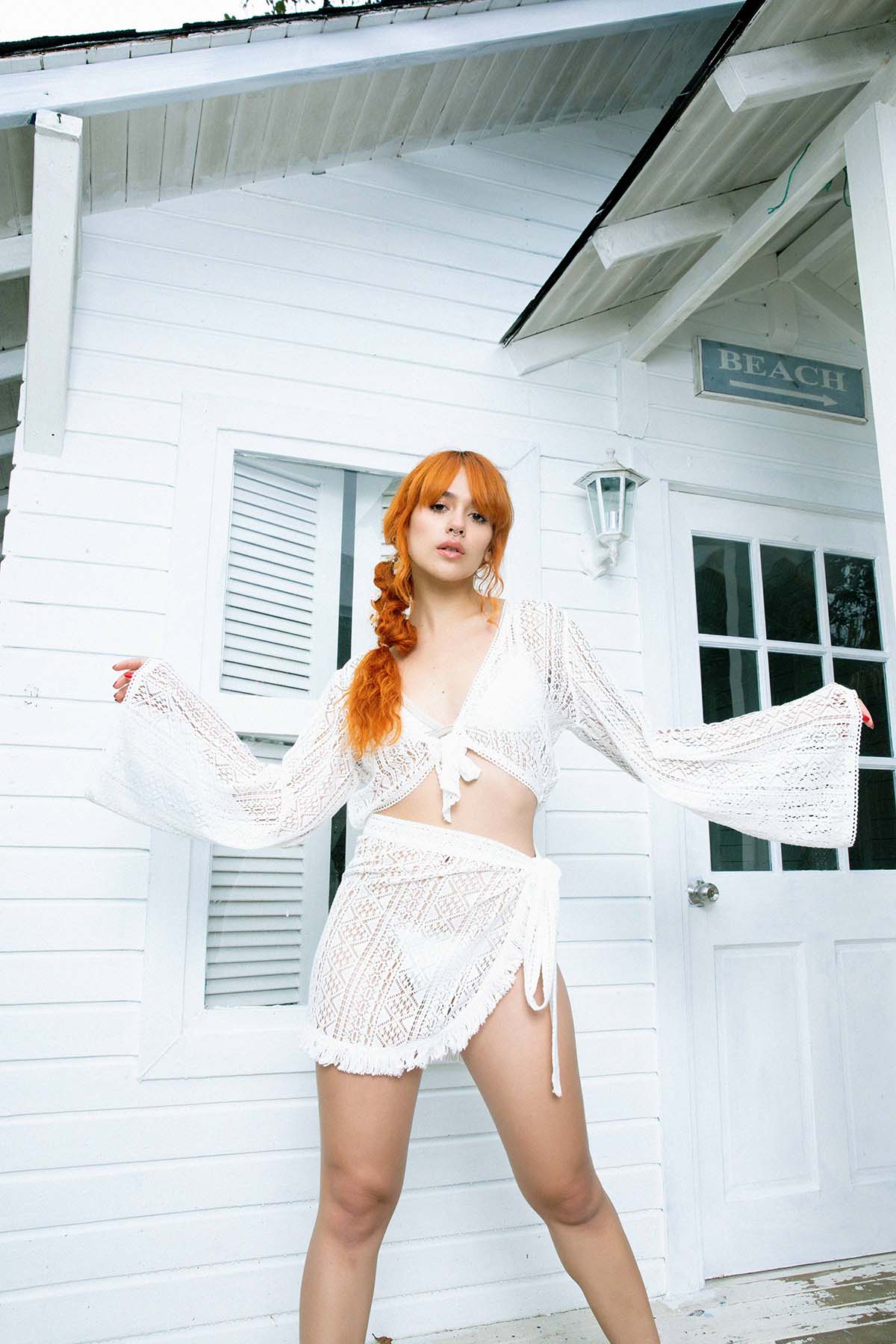 Long Sleeve Crochet Crop Top